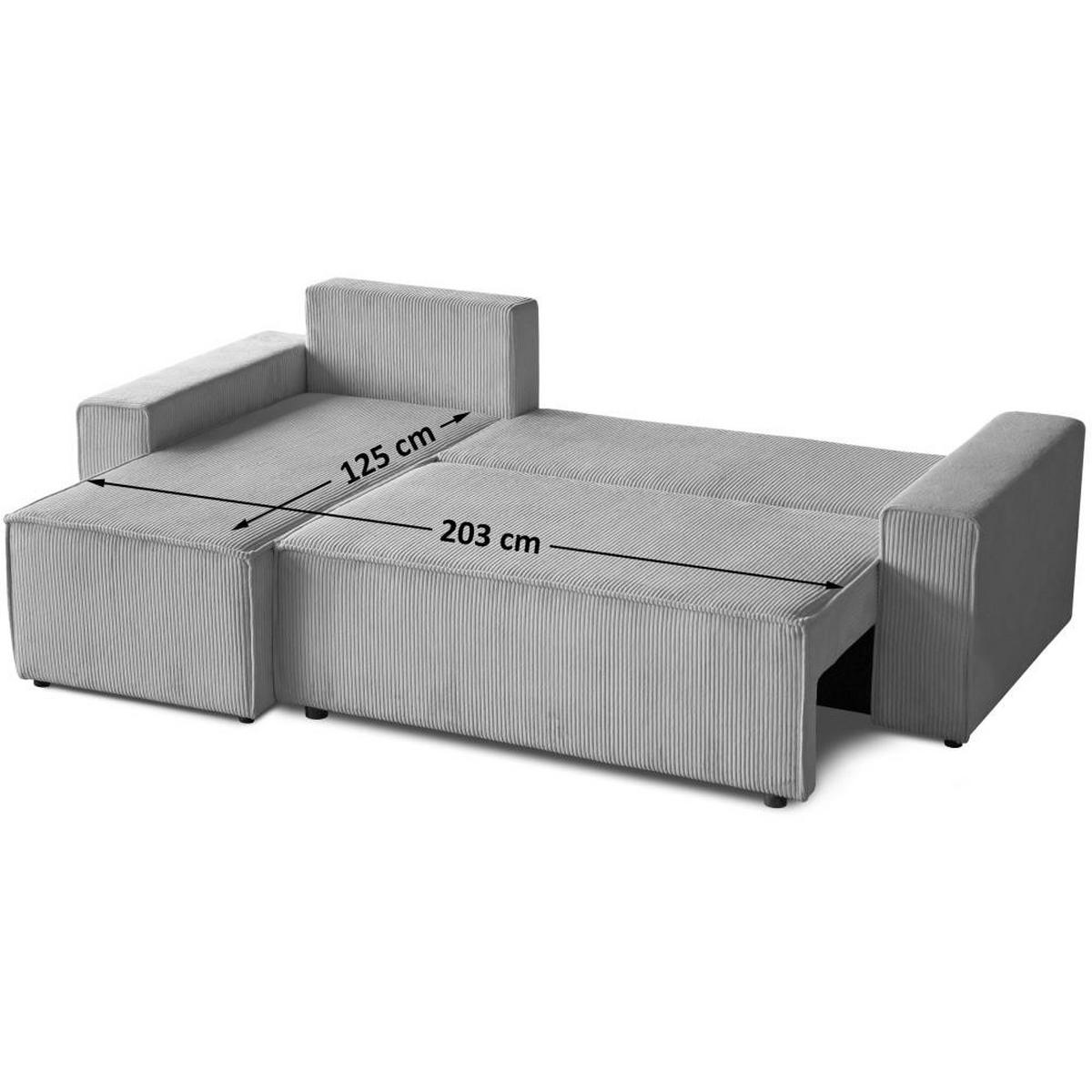 ROHOVÁ ROZKLÁDACÍ POHOVKA Hektor, s funkcí spaní, světle šedá - černá/světle šedá, textil/plast (247/152cm) - Beautysofa