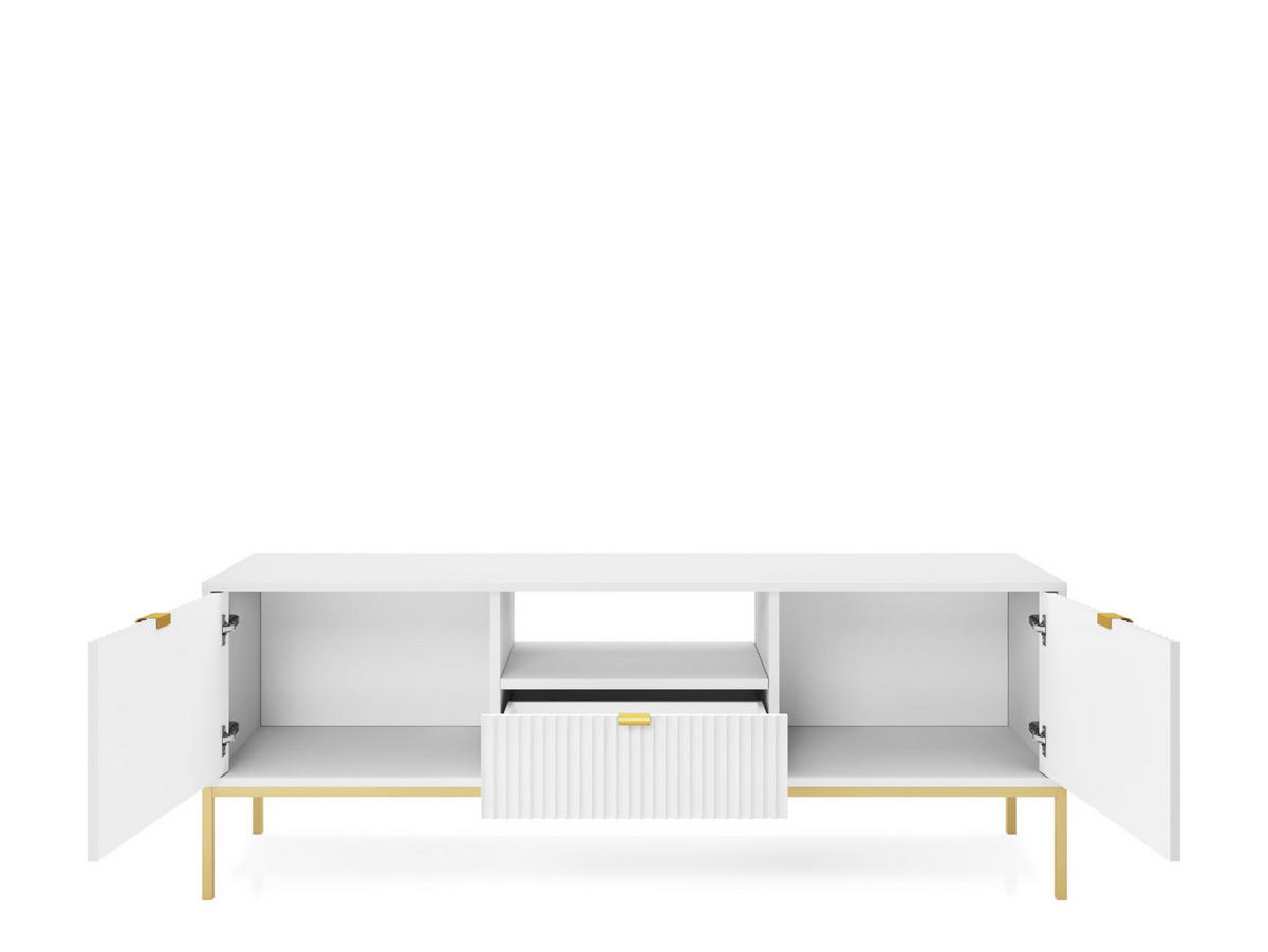 TV-SCHRANK Font 154x56x39 cm - Lowboard mit Stauraum - Tv Ständer aus Laminierter Spanplatte - Weiß - Weiß, Holzwerkstoff (154/56/39cm) - Chilly