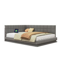 POLSTERBETT 160/200 cm Grau mit LED-Beleuchtung und USB-Anschluss - Grau, Textil (160/200cm) - Flora Grace