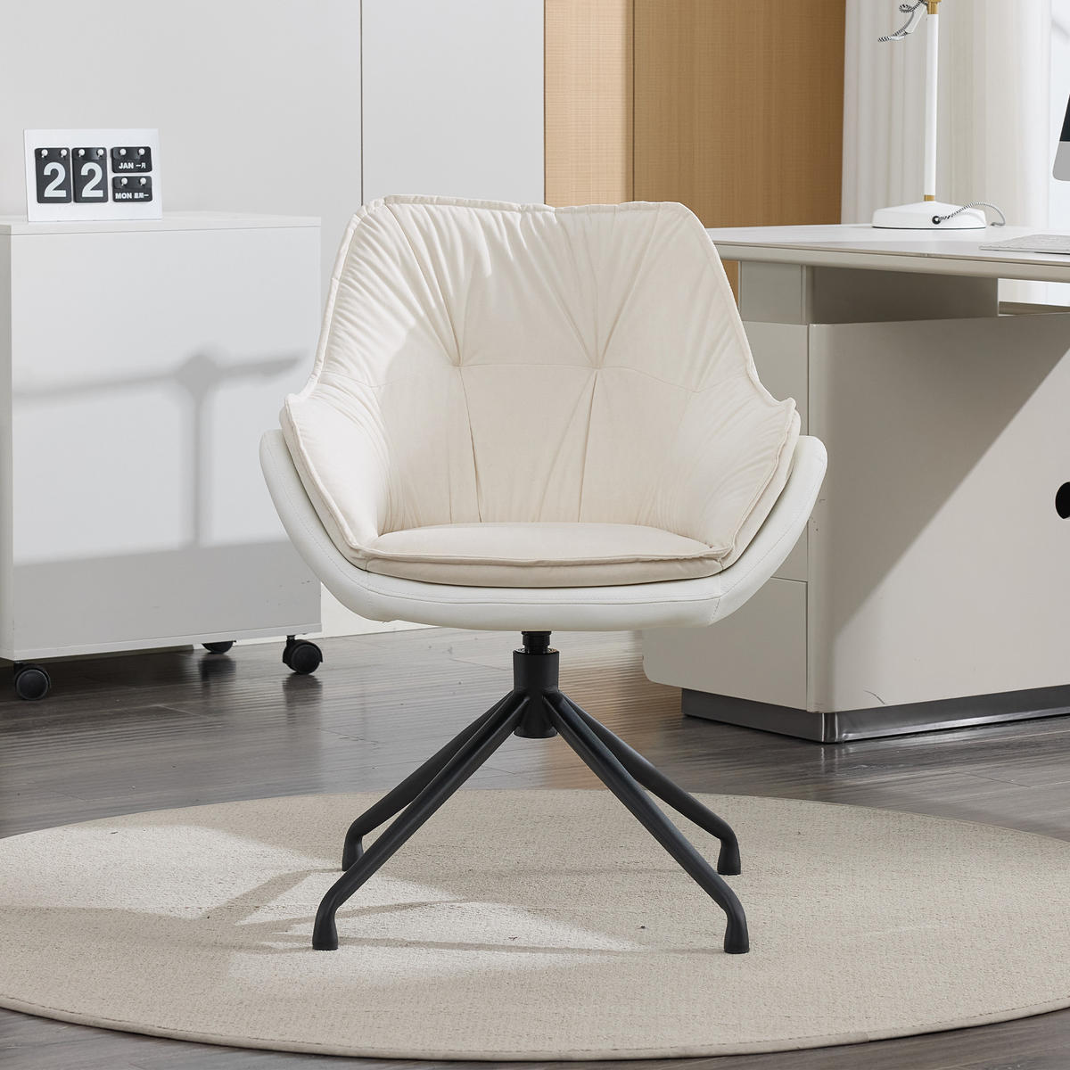 STUHL Kunstleder mit 360°-Drehfunktion, DE-42311, Beige - Beige, Metall (66/80/67.5cm) - ComfortXL