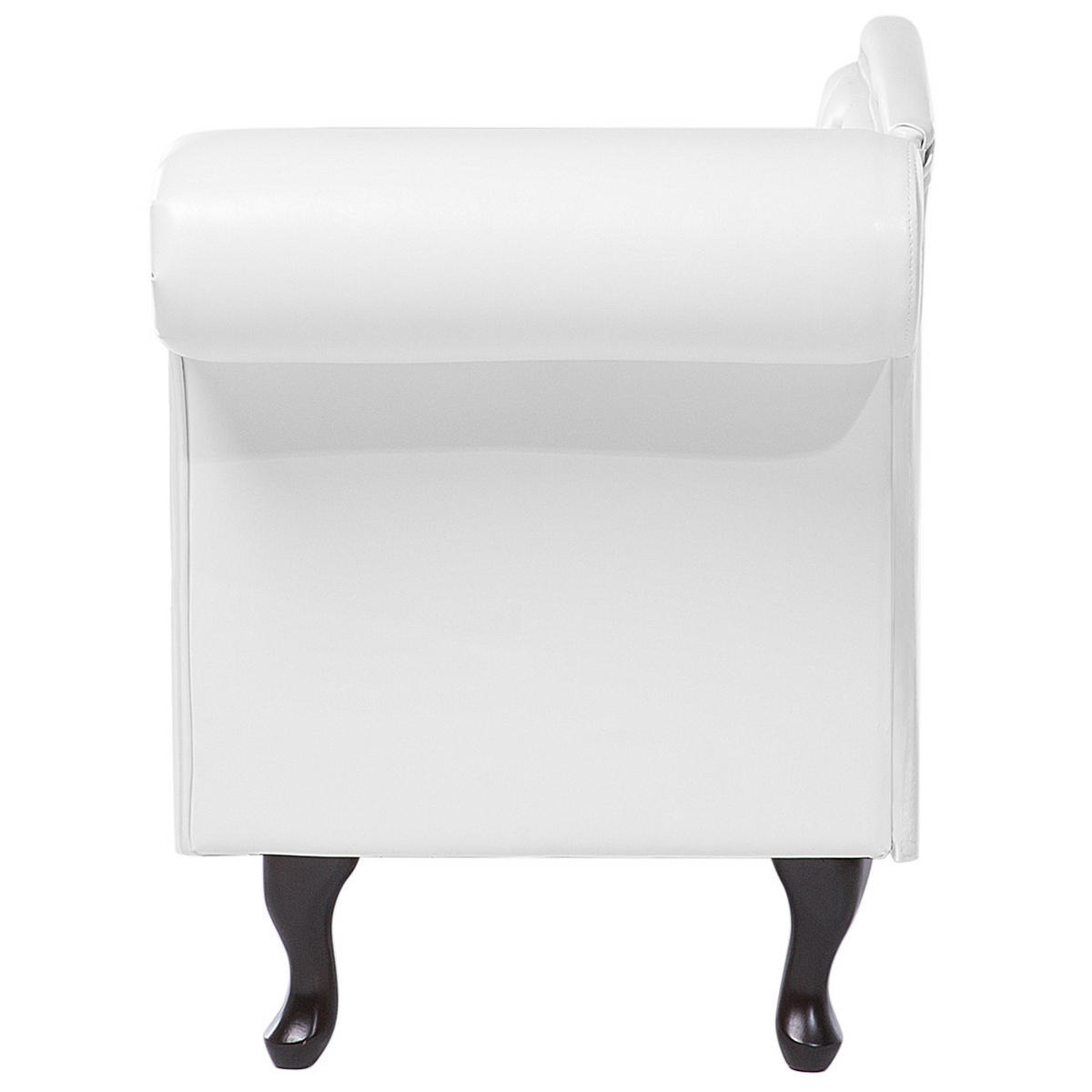 CHAISELONGUE Kunstleder weiß rechtsseitig Lattes - Schwarz/Weiß, Kunststoff (188/87/59cm) - Beliani