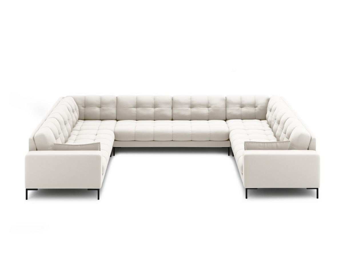 PANORAMASOFA Mamaia aus strukturiertem Stoff leichtes beige 9 Sitzplätze - Creme, Textil (256/75/337cm) - Micadoni