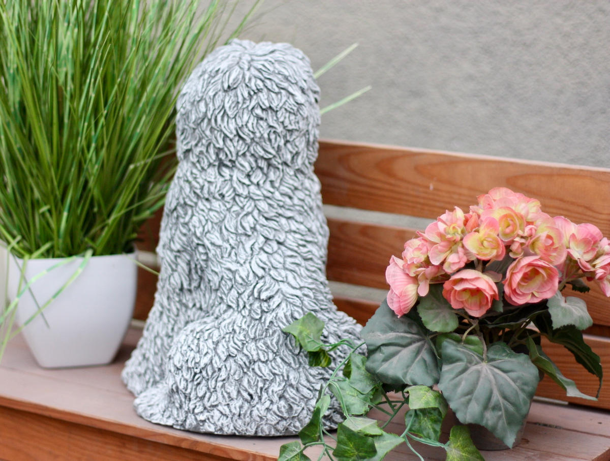 STEINFIGUR Bobtail, frostfester Betonsteinguss, lebensecht - Grau, Stein (22/34/25cm) - stoneandstyle