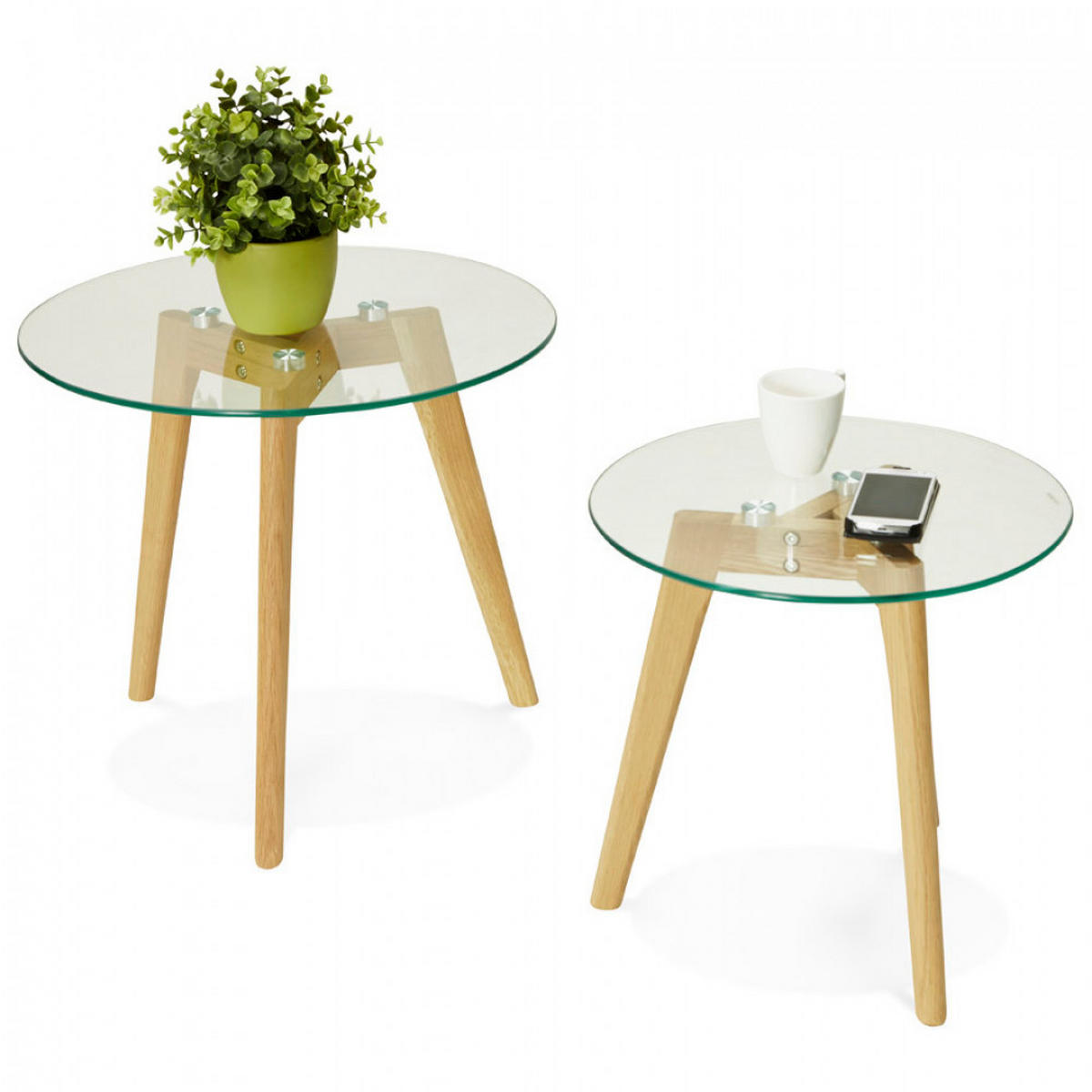 LOUNGETISCH transparent 50x50x45 cm - Eichefarben/Transparent, Glas/Holz (50/50/45cm) - AlterEgo