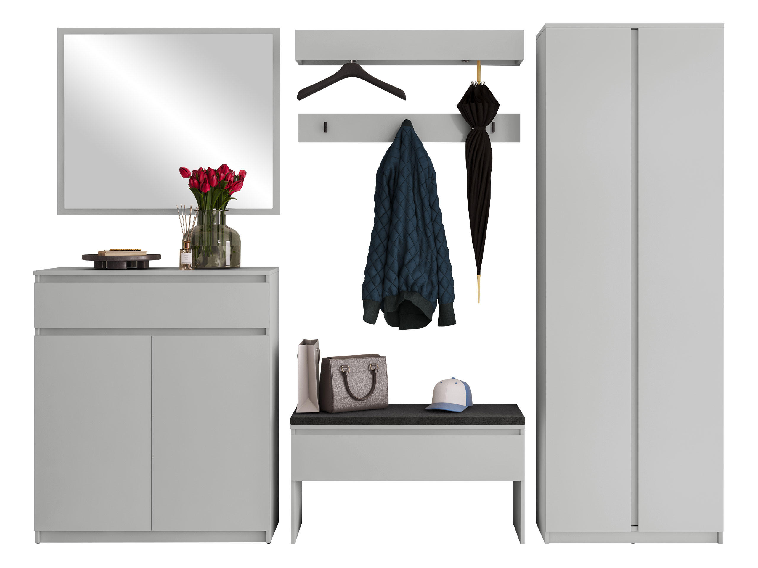 GARDEROBE-SET Simply II - Weiß, Holzwerkstoff (69/200/40cm) - MIRJAN24