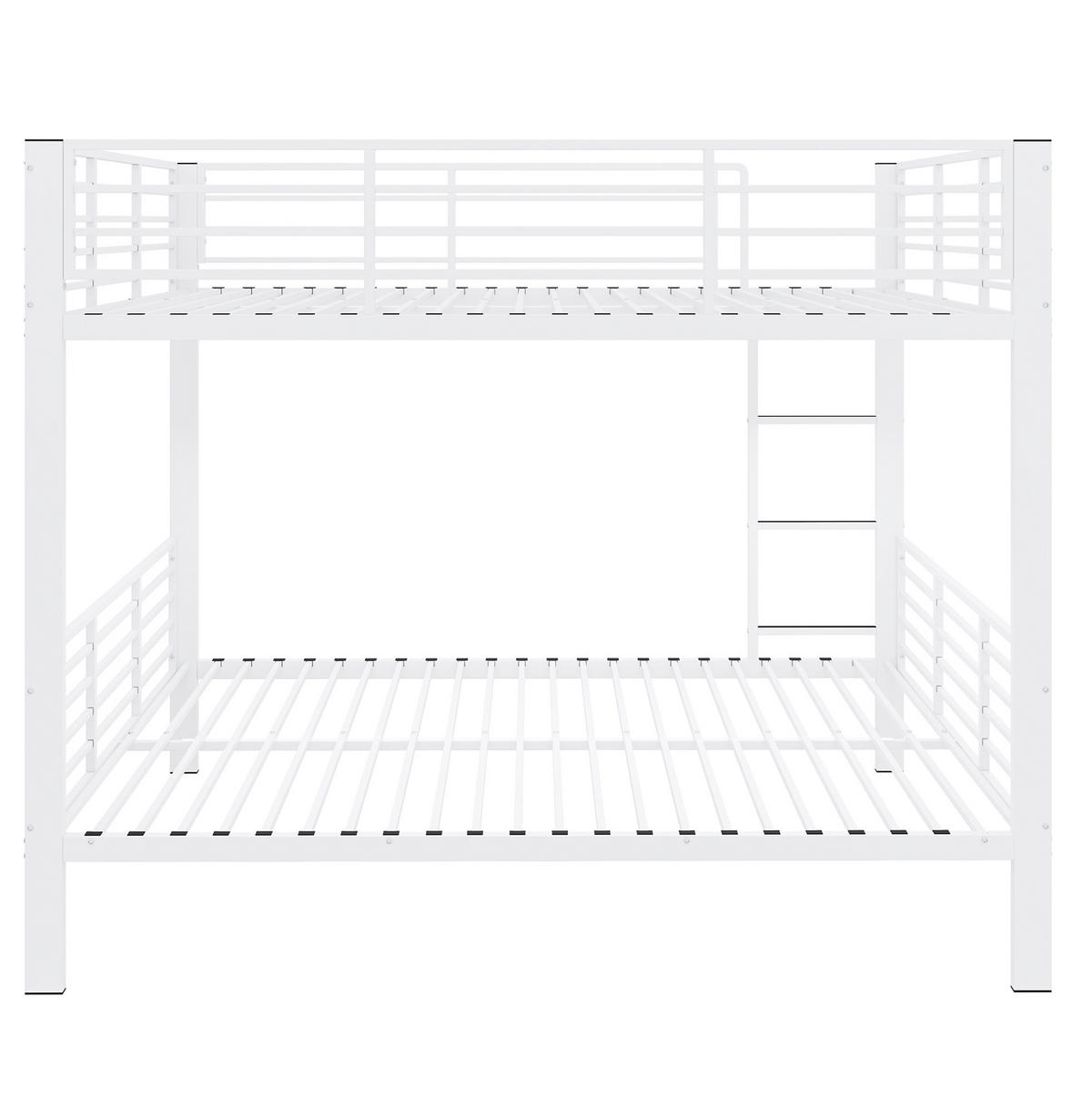 ETAGENBETT aus Metall 140x200 cm Weiß mit Rausfallschutz, Leiter und geräuscharmem Schlafkomfort - Weiß, Metall (140/200cm) - Modfu