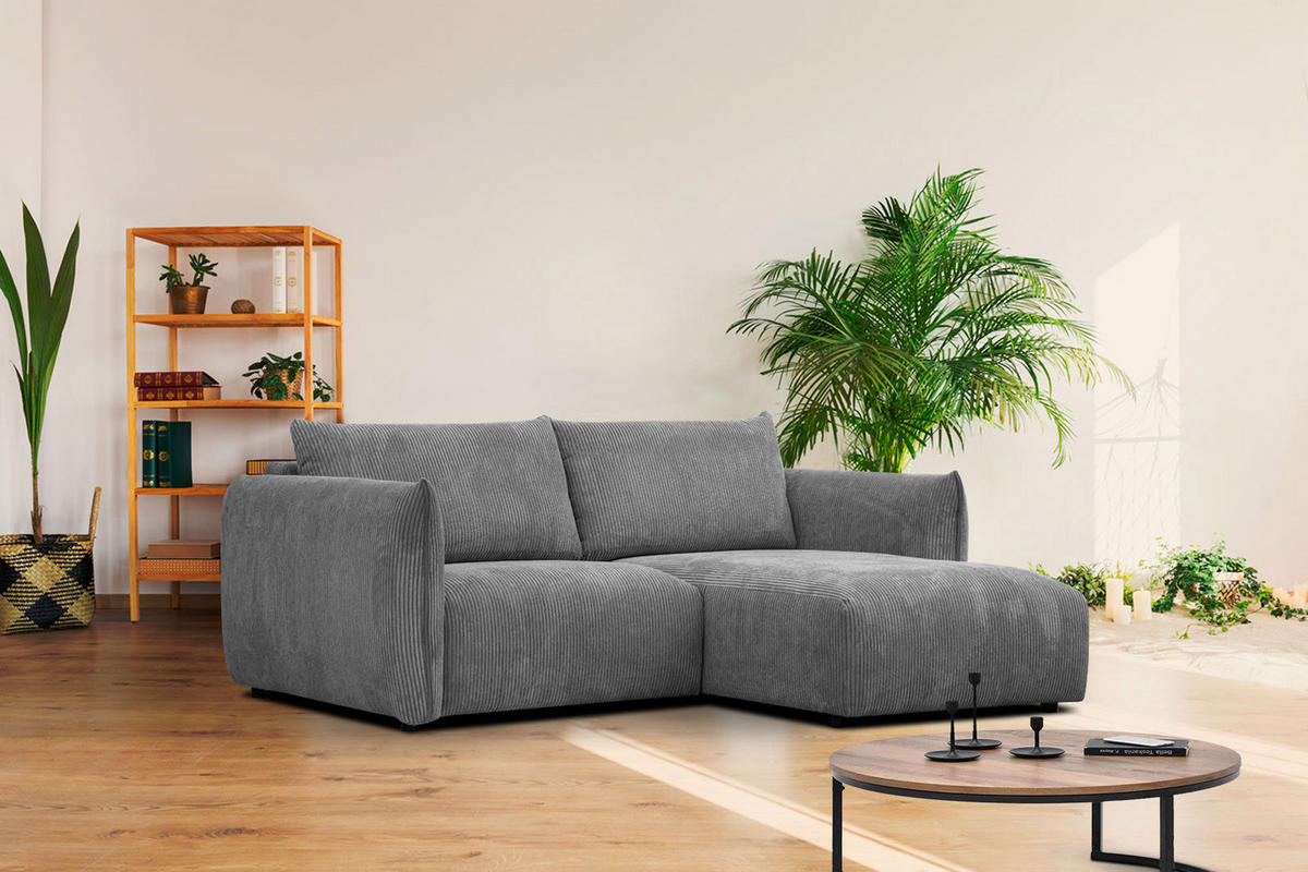 ECKSOFA TAUER 3-Sitzer, dunkelgrau - Dunkelgrau/Schwarz, Holzwerkstoff/Kunststoff (206/173cm) - Courtois Laville