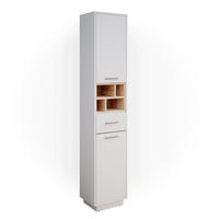 BADSCHRANK Beatrice Weiß 38 x 190 cm - Weiß, Holzwerkstoff (38/190/30cm) - Vicco