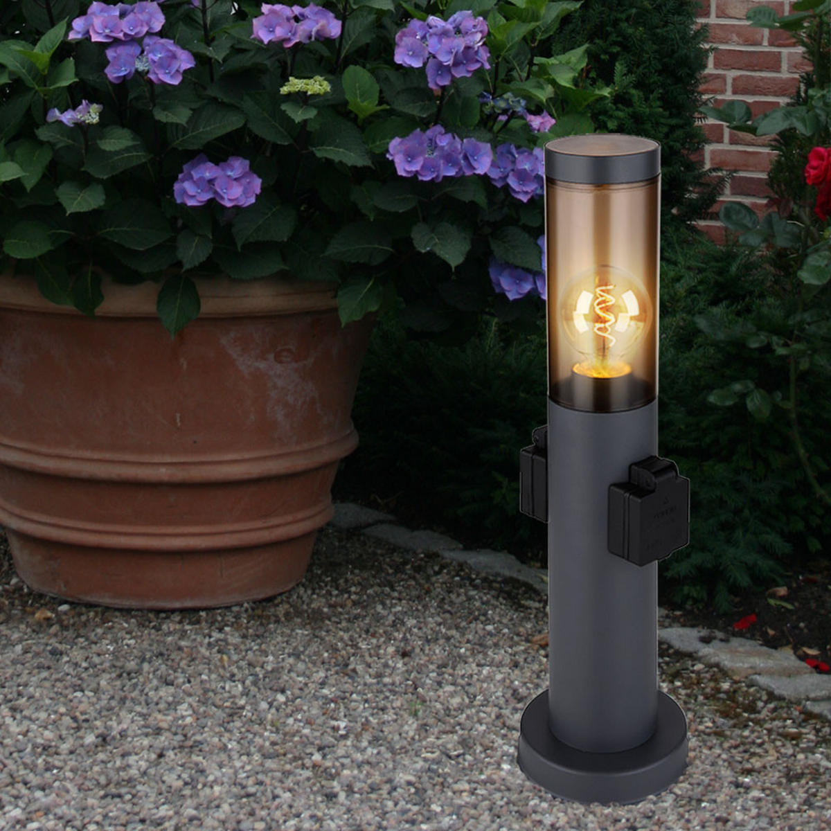 WEGELEUCHTE BOSTON Edelstahl Anthrazit 2er Set - Anthrazit, Metall (7.6/7.6/45cm) - Globo Lighting