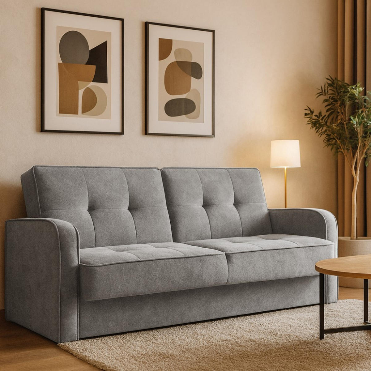 SCHLAFSOFA 3-Sitzer Pavo mit Bettkasten, Grau - Schwarz/Grau, Textil (222/90/93cm) - Beautysofa