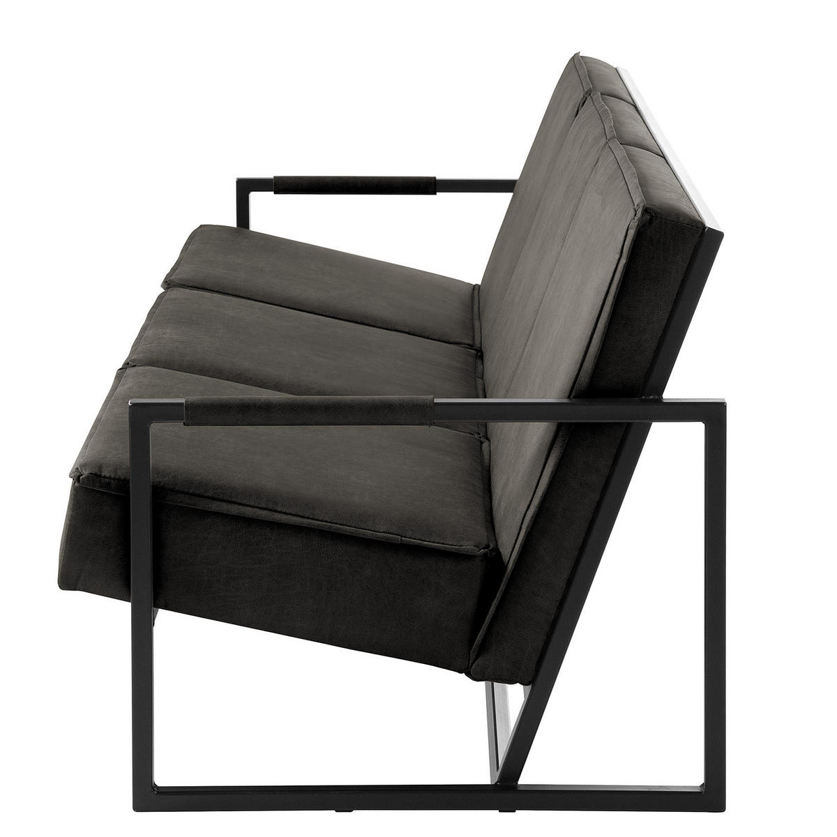 3-SITZER SOFA - Antiklederlook - Grau, Textil (185/74/82cm) - home24