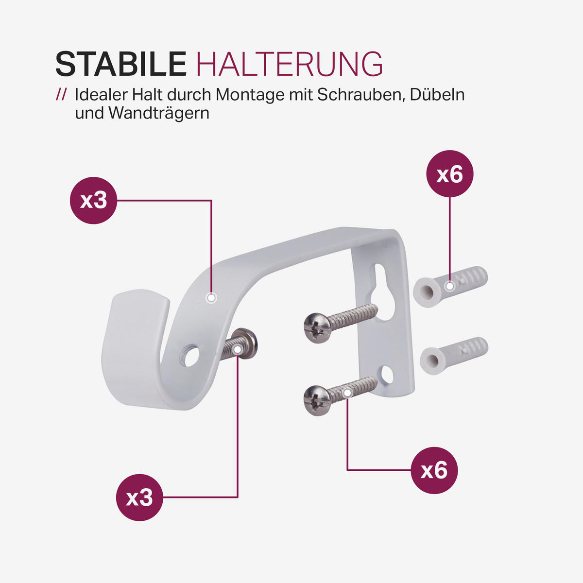 GARDINENSTANGENSET 120-220cm Weiß Lilie - Weiß, Metall (120cm)