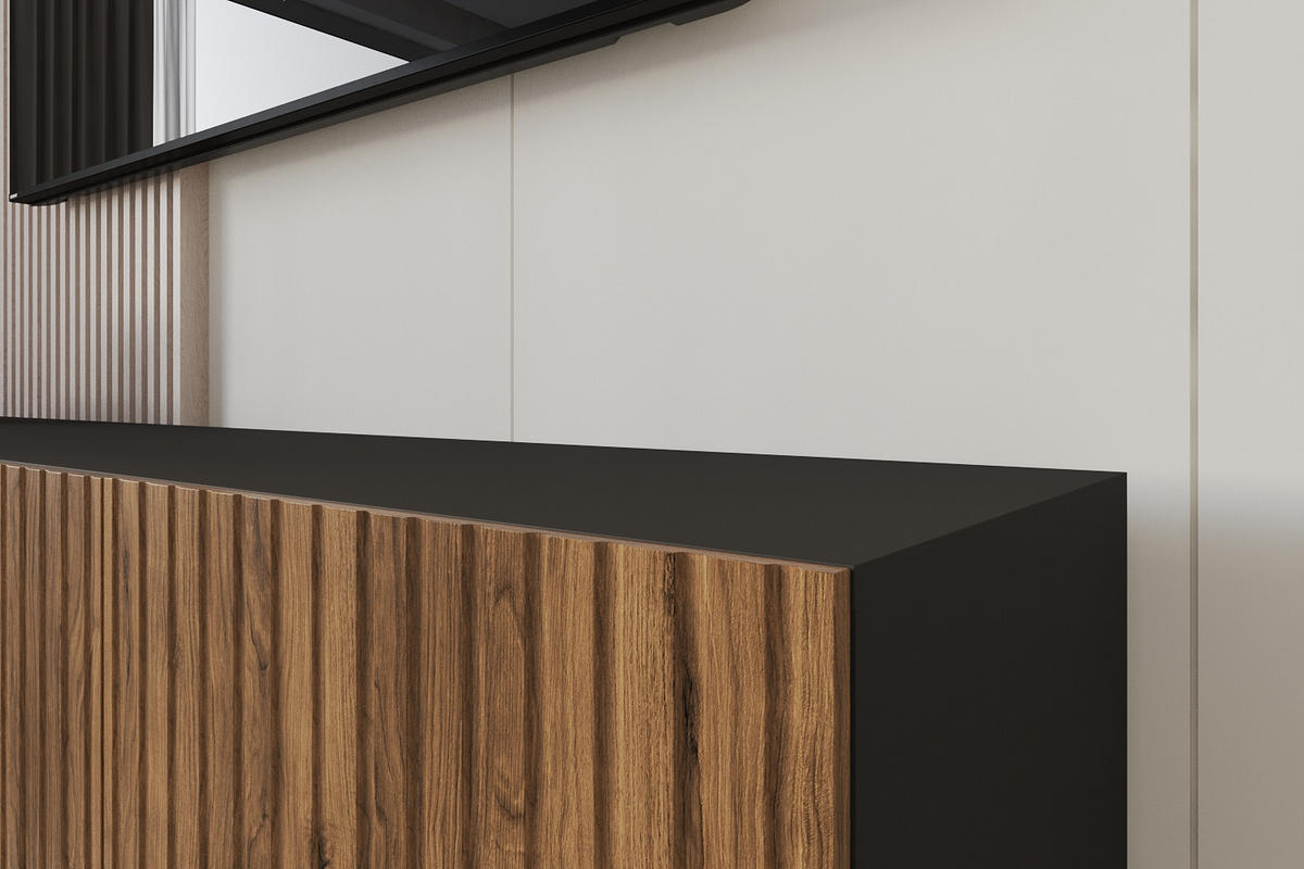 LOWBOARD KITO-W 2x100x40x41 cm - Schwarz / Katania - Eiche Wotan, Holzwerkstoff (200/40/41cm) - ALTDECOR