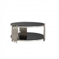 COUCHTISCH rund 2-stufig Schwarz Glas Silber - Schwarz, Glas (80/80/45cm) - Meubliv