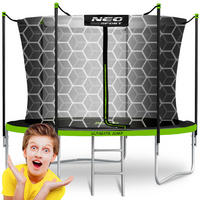 GARTENTRAMPOLIN 8 ft/252 cm mit Innennetz und Leiter - Grün, Metall (252/252cm)
