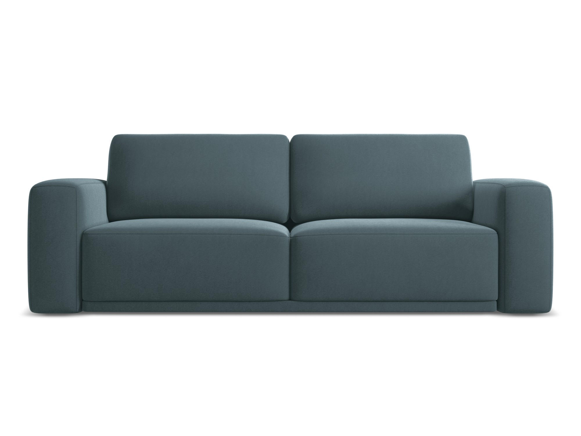3-SITZER SOFA mit Schlaffunktion Samt Stoff Blau - Blau/Petrol, Kunststoff/Textil (242/91/100cm) - Makamii