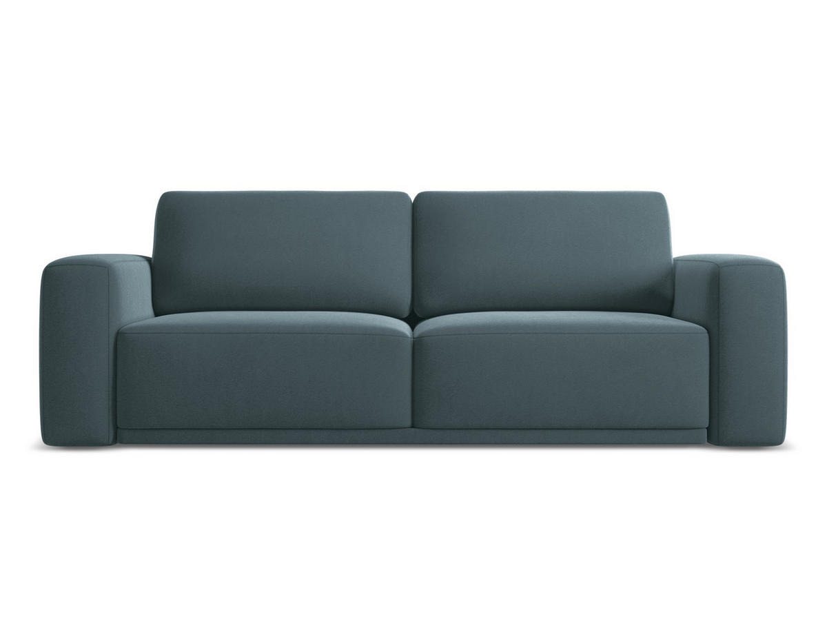 3-SITZER SOFA mit Schlaffunktion Samt Stoff Blau - Blau/Petrol, Kunststoff/Textil (242/91/100cm) - Makamii
