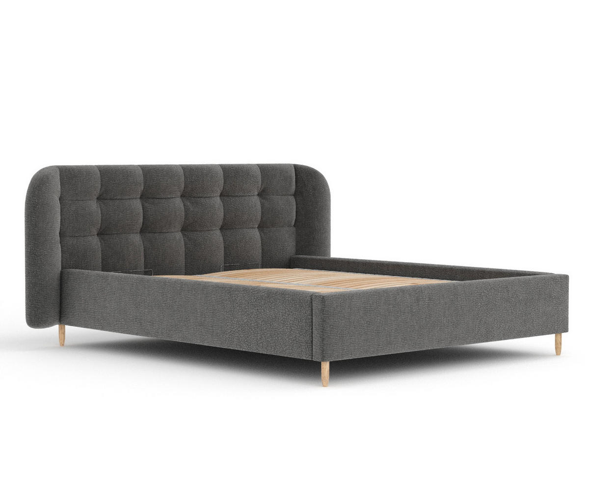 POLSTERBETT Nuno Grau 140/200 cm im Chenille-Stoff - Naturfarben/Grau, Holz/Holzwerkstoff (140/200cm) - Maison de Reve