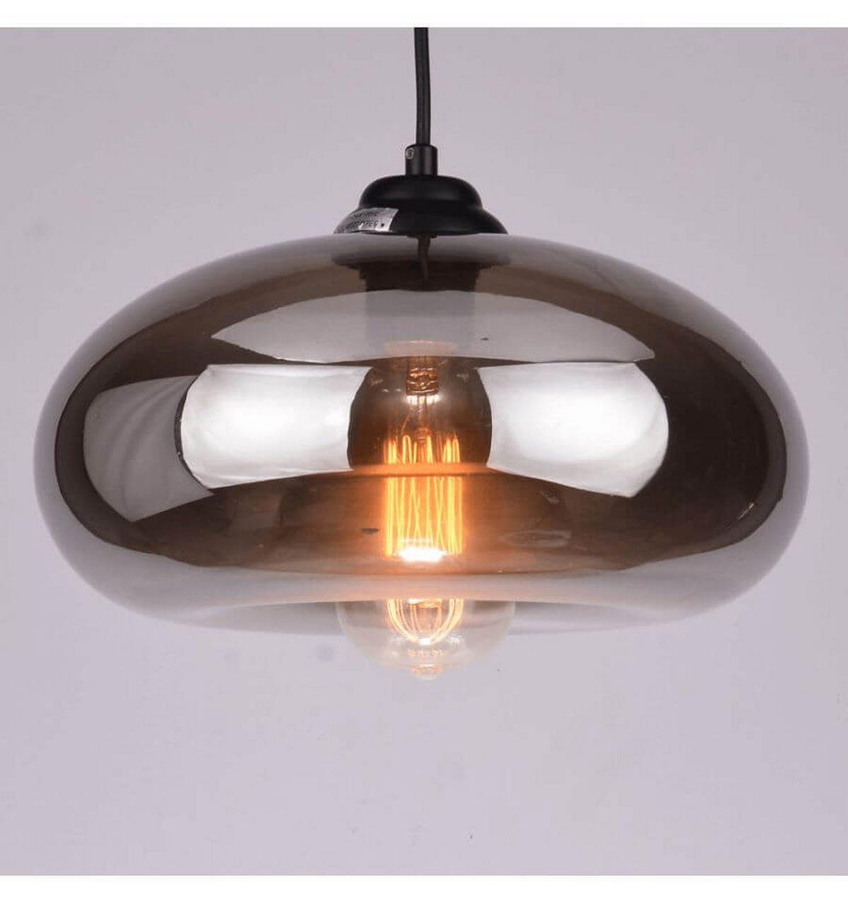 HÄNGELEUCHTE Ellipse, Rauchgrau, 14cm - Grau, Glas (14/28/14cm) - KOSILUM