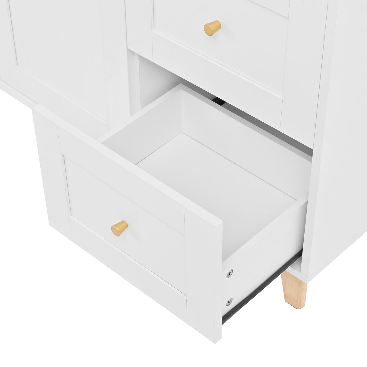 BUFFET 120x40x184 cm Weiß mit Fluted Glas & Ladestation - Weiß, Holzwerkstoff (40/184/120cm) - Modfu