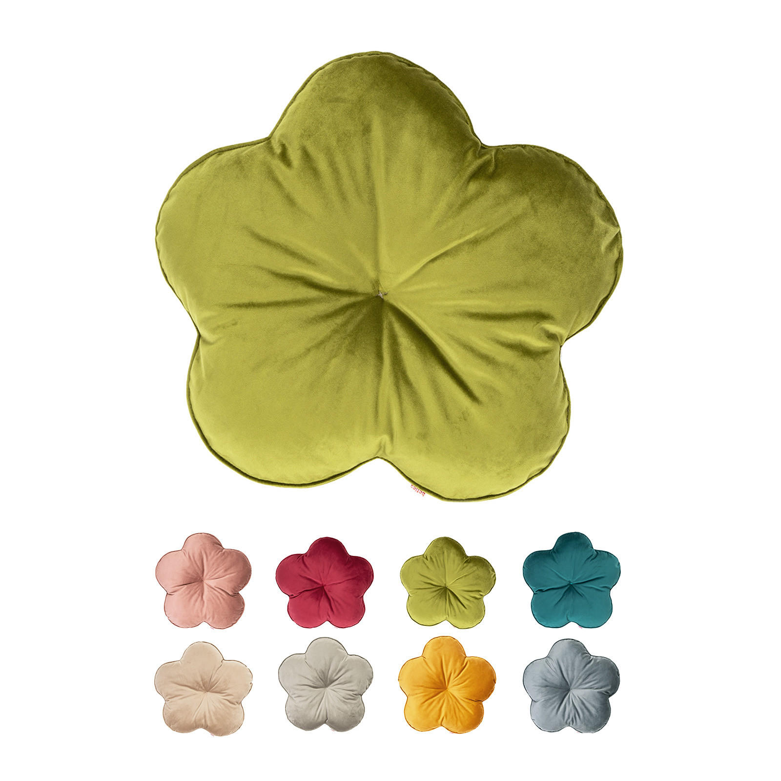 KISSEN-BLUME Samt&Sonders mai-grün 50 cm Ø - Olivgrün/Grün, Textil (50cm) - beties Heimtextil
