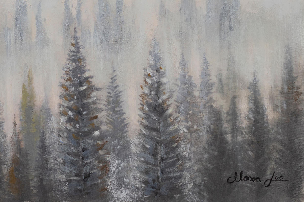 ACRYLBILD HANDGEMALT 90/60 cm - Weiß/Grün, Holz/Textil (90/60cm) - KUNSTLOFT