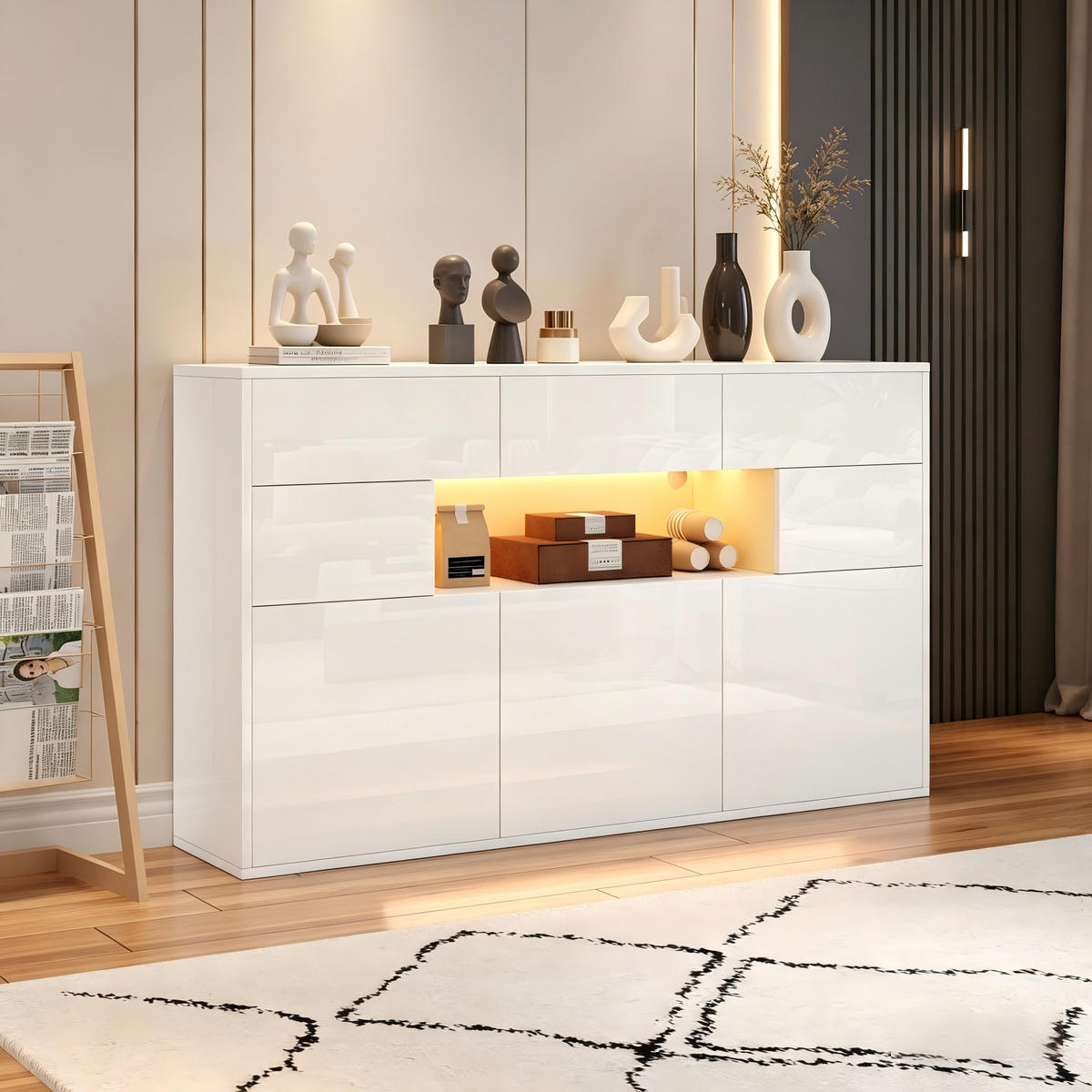 SIDEBOARD Weiß 140/30/82 cm - Weiß, Holzwerkstoff (140/82/30cm) - PANGIVO