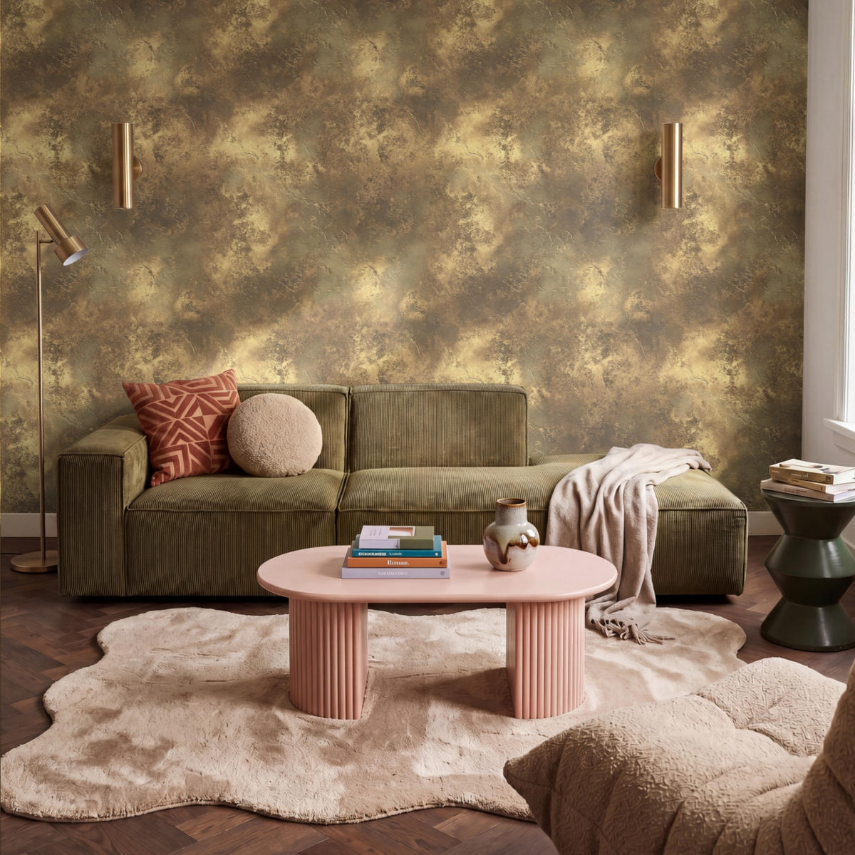 TAPETE - Antik - Metallic-Look - Gold - 350x240 cm - Messingfarben, Papier (350/240cm) - OnlyWow