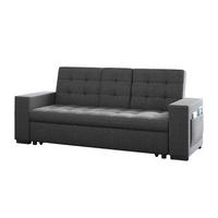 SCHLAFSOFA Noho grau 3-Sitzer aus Polyester - Grau, Holz (203/85/86cm) - Concept Usine