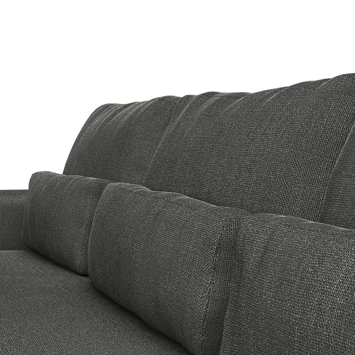 ECKSOFA mit XXL-Longchair - Schwarz/Grau, Kunststoff/Textil (323/182cm) - home24