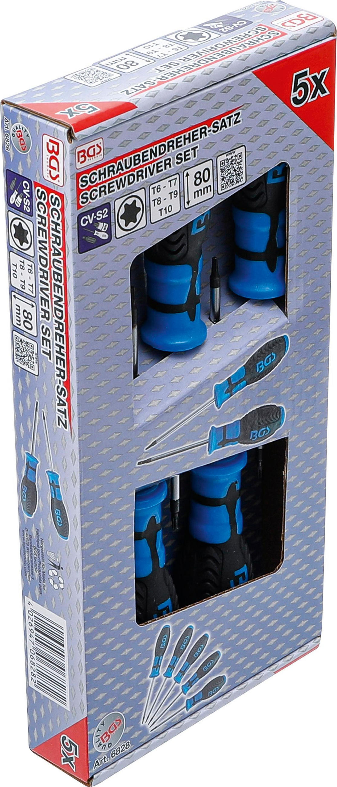 SCHRAUBENDREHER-SATZ | T-PROFIL (FÜR TORX) | T6 - T10 | 5-TLG. - Multicolor, Kunststoff/Metall (1/1cm) - BGS technic