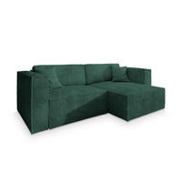 ECKSOFA NERIO P Grün Kordstoff mit Schlaffunktion - Grün, Holz (245/148cm) - MASSENO
