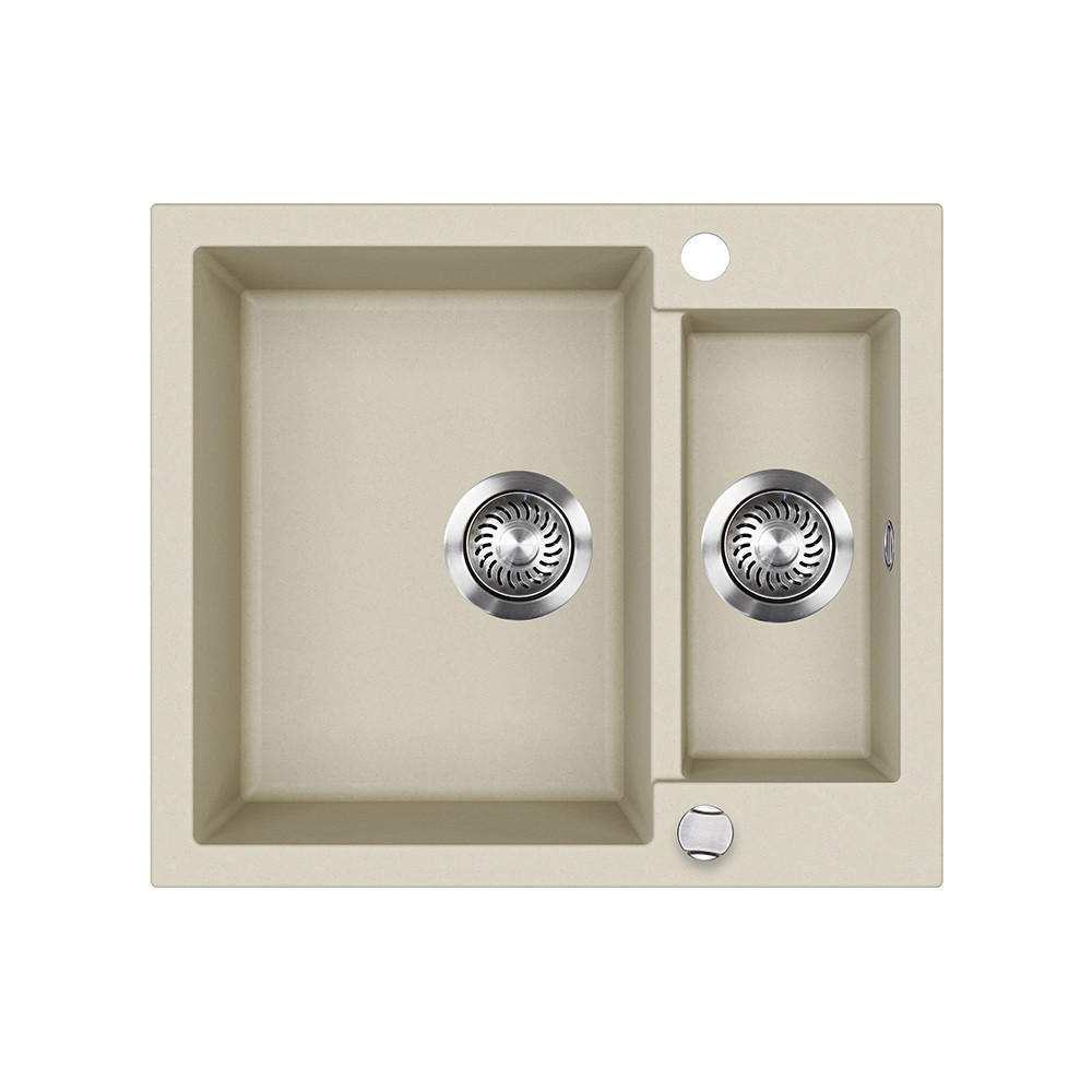 SPÜLBECKEN Prag Beige 58 x 50 cm mit 2 Spülen - Beige, Keramik (58/28/50cm) - Bergstroem