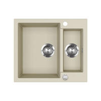 SPÜLBECKEN Prag Beige 58 x 50 cm mit 2 Spülen - Beige, Keramik (58/28/50cm) - Bergstroem