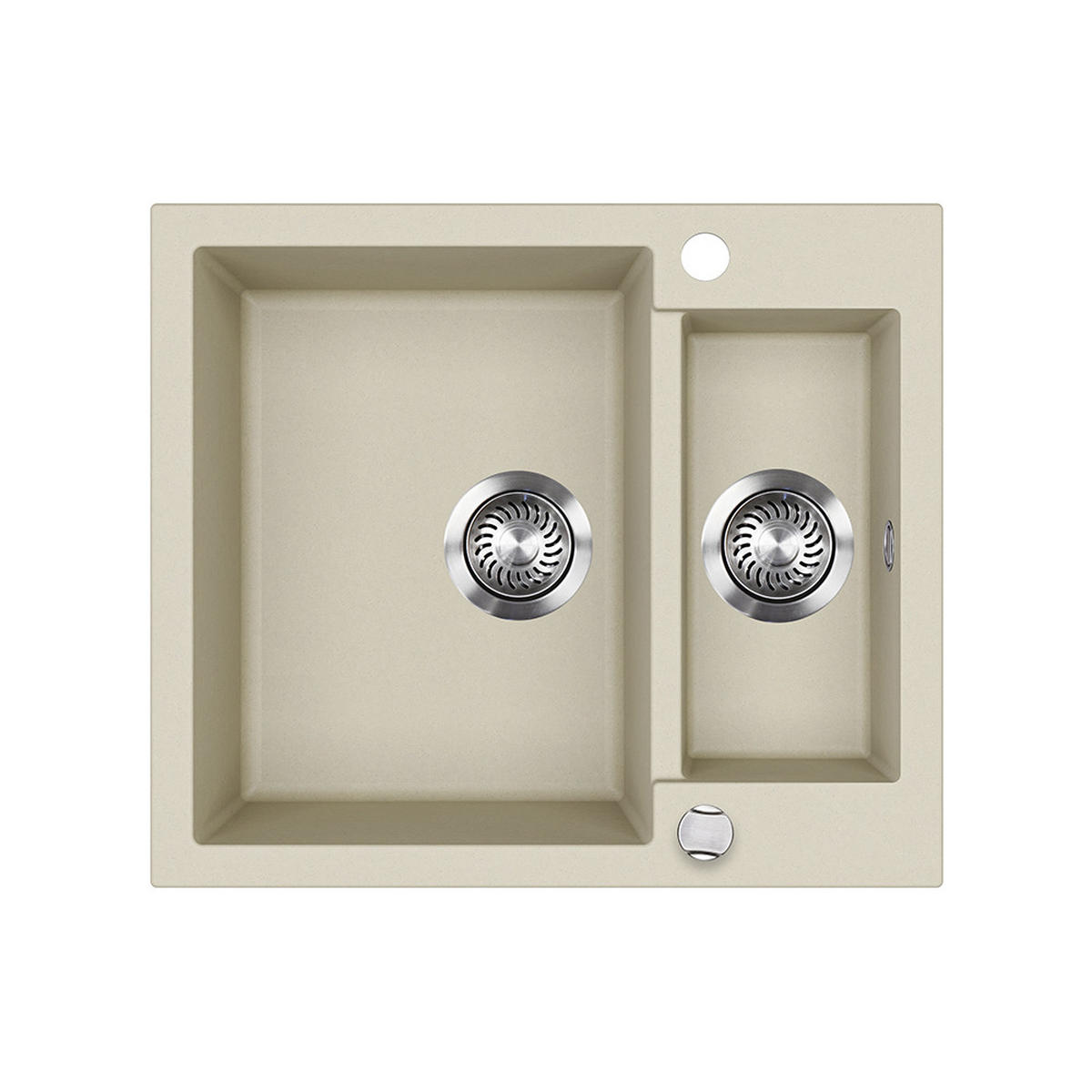 SPÜLBECKEN Prag Beige 58 x 50 cm mit 2 Spülen - Beige, Keramik (58/28/50cm) - Bergstroem