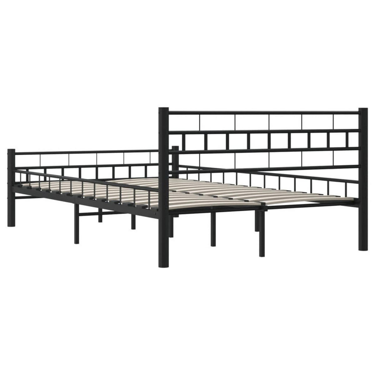 BETTGESTELL SCHWARZ STAHL 140×200 CM - Schwarz, Metall - vidaXL