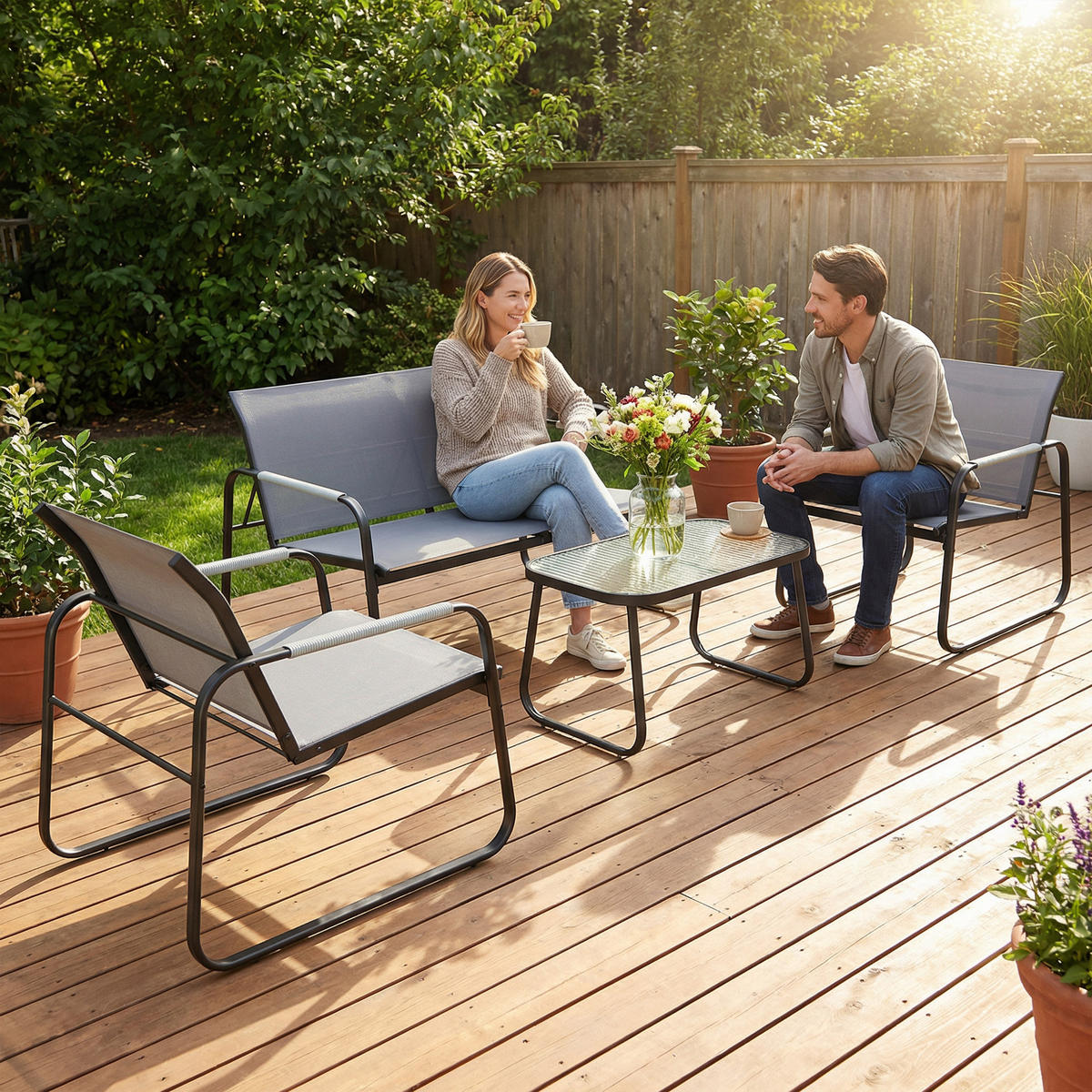 GARTENSET DE-13524 Grau - Grau, Metall - ComfortXL