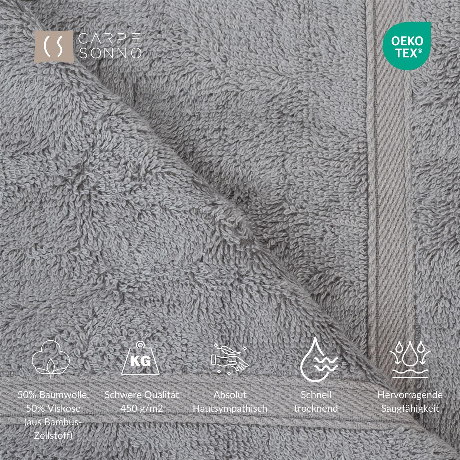 HANDTÜCHER 50x100 cm 450g/m2 im 4er Set, Handtuch Grau - Grau, Textil (50/100cm) - Carpe Sonno