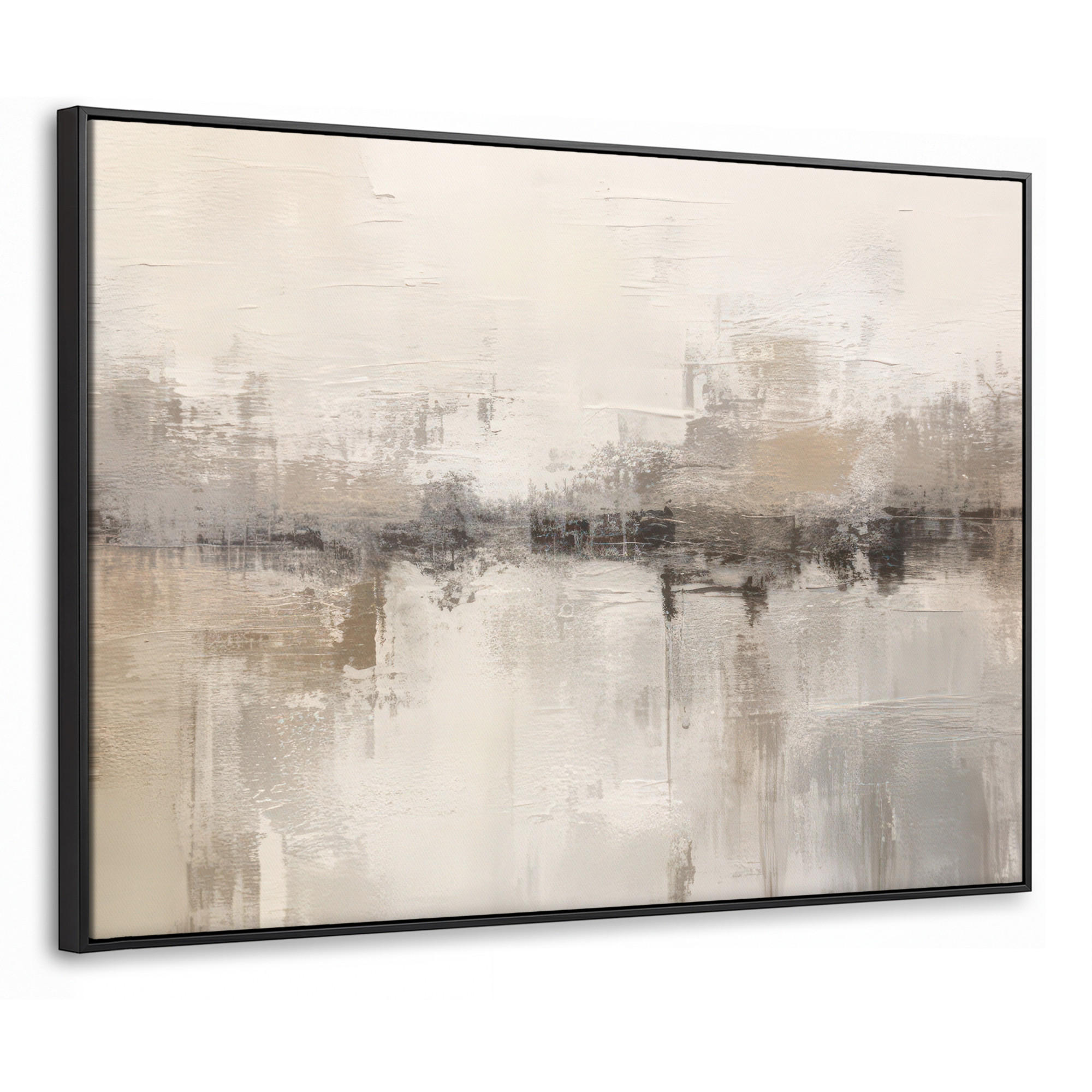 LEINWAND Bilder mit Rahmen - Moderne Kunst - Abstrakt - Beige - 100x70 - Beige, Textil (100/70cm) - MuchoWow