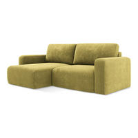 ECKSOFA mit Schlaffunktion links Chenille Stoff Grün - Limette/Schwarz, Kunststoff/Textil (149/244cm) - Makamii