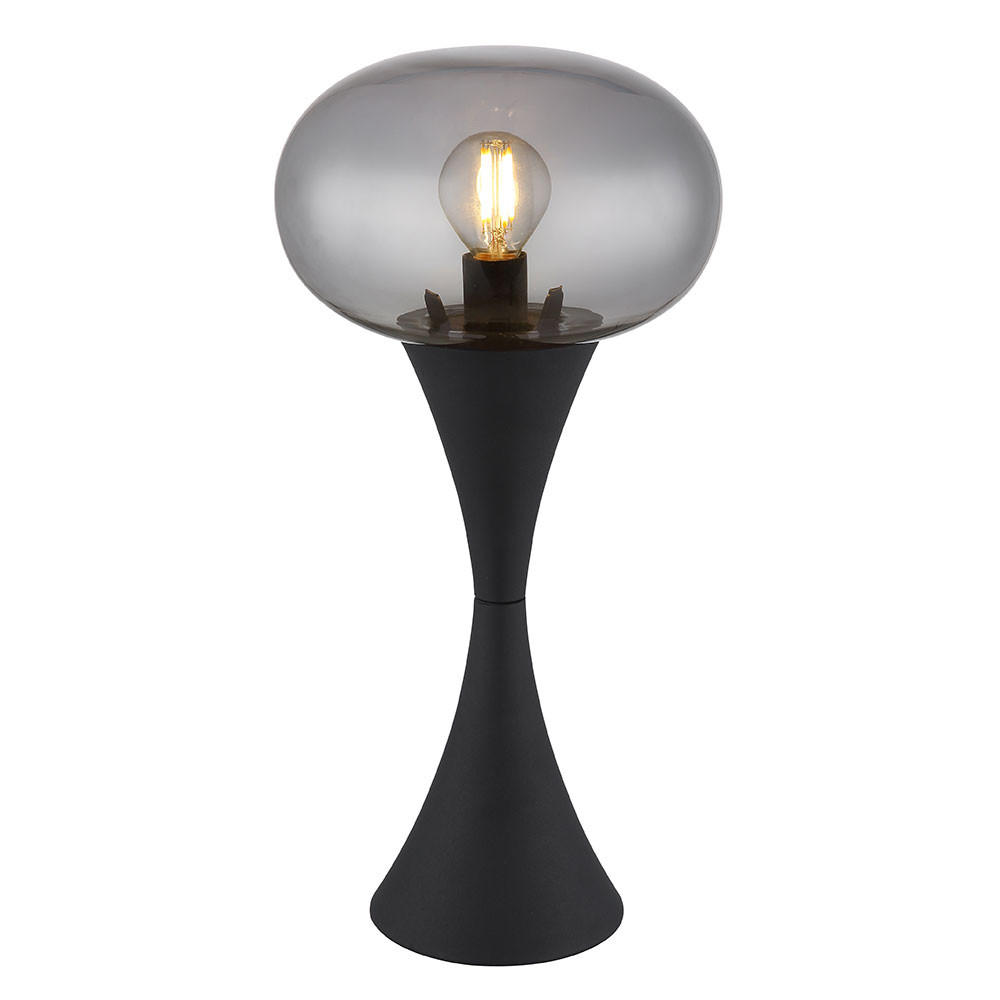TISCHLEUCHTE Metall Schwarz Rauchglas Lula - Schwarz, Glas (18/18/36.9cm) - Globo Lighting