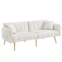 SCHLAFSOFA mit klappbaren Armlehnen und Metallfüßen - Beige, Textil (178/70/82cm) - Urban Meuble