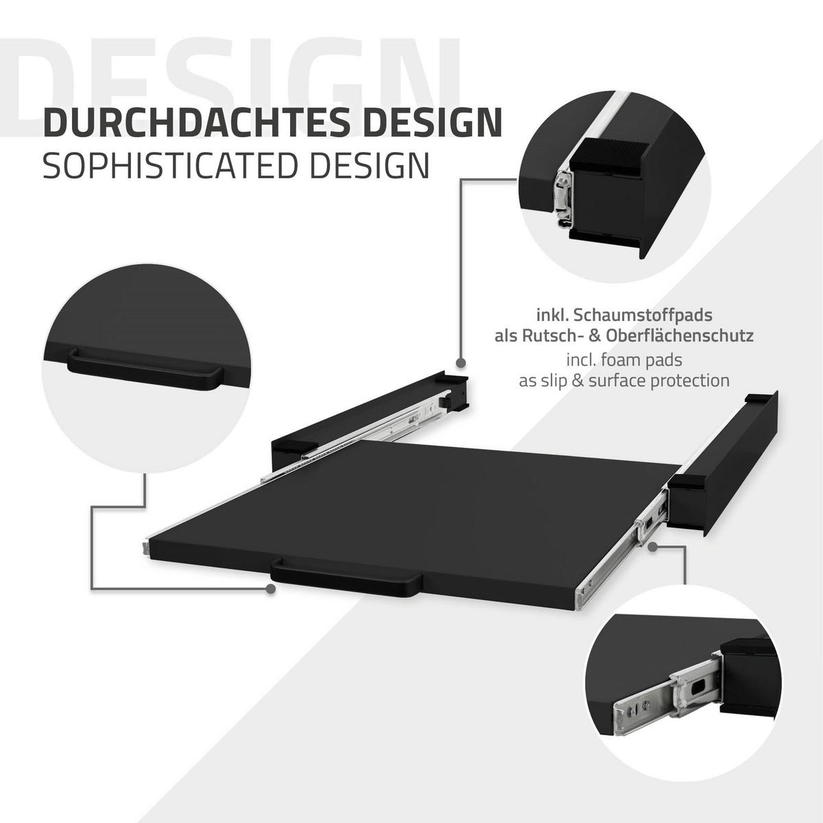 MEZIPODSTAVEC s výsuvnou deskou 60x60 cm, černý, z oceli - černá, kov (60/7.5/60cm) - ML-DESIGN