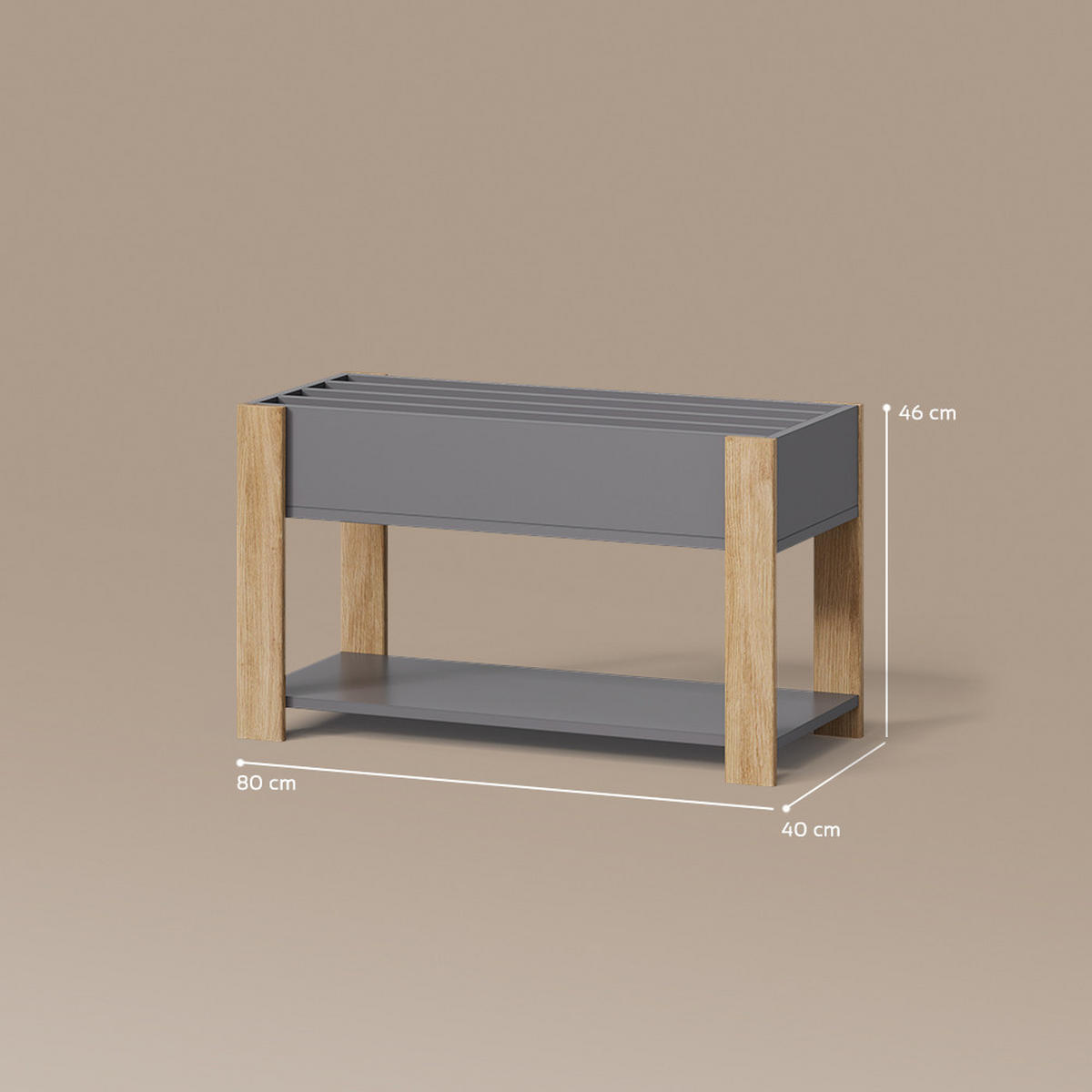 KINDERREGAL Mailo Grau/Artisan 80 x 46 cm - Eiche Artisan/Grau, Holzwerkstoff (80/46/40cm) - Livinity®