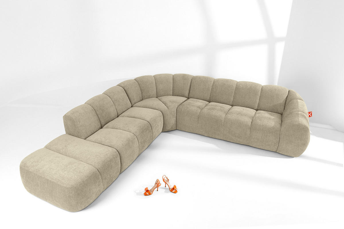 ECKSOFA LINKS FLAVA, Sandfarben - Sandfarben, Holz/Holzwerkstoff (310/314cm) - KONSIMO®