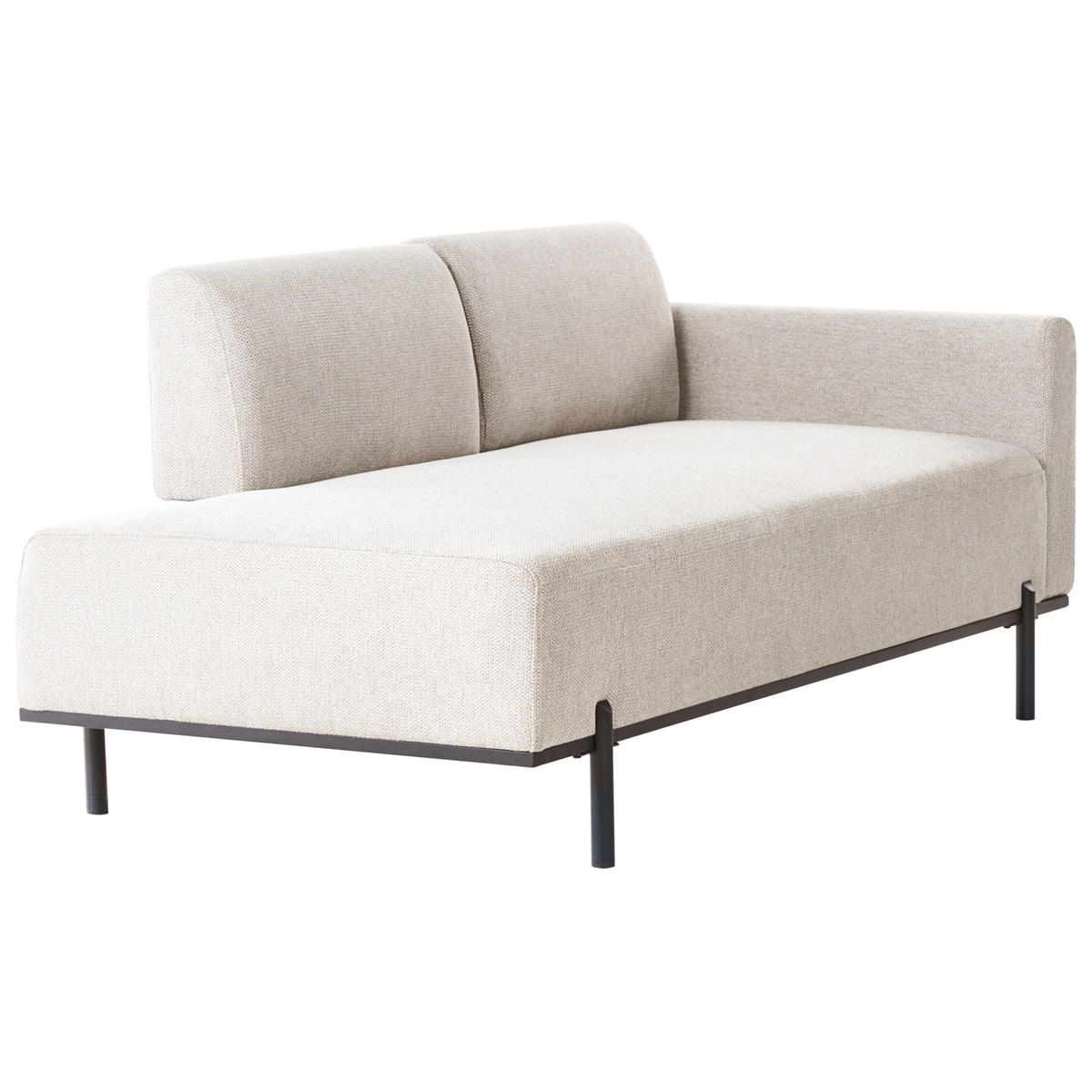 ČALOUNĚNÉ LEHÁTKO CHAISE LONGUE Umělý len Světle béžové Savasse - černá/béžová, textil (170/78/85cm) - Beliani