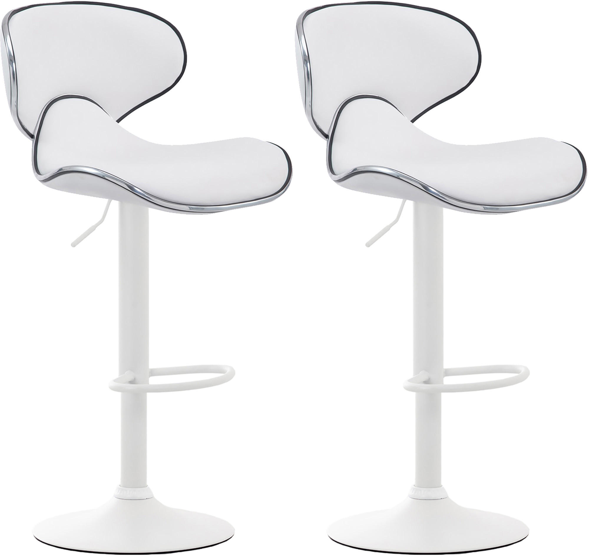 BARHOCKER 2er Set Lederlook weiß - Walnussfarben/Weiß, Textil/Metall (46/88/49cm) - CLP