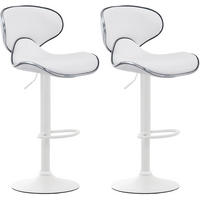 BARHOCKER 2er Set Lederlook weiß - Walnussfarben/Weiß, Textil/Metall (46/88/49cm) - CLP