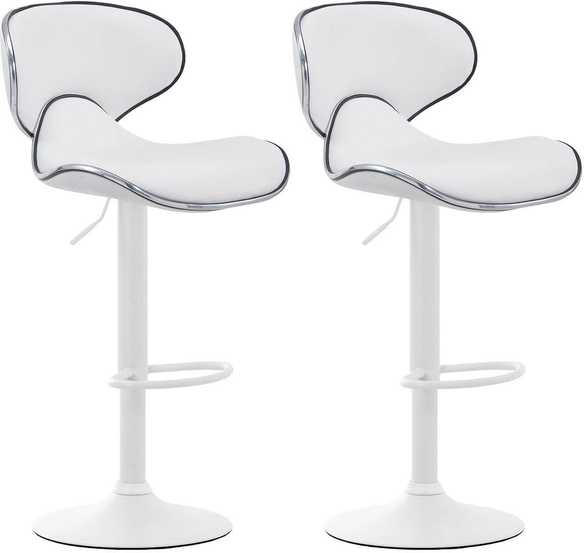 BARHOCKER 2er Set Lederlook weiß - Walnussfarben/Weiß, Textil/Metall (46/88/49cm) - CLP