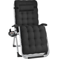 SONNENLIEGE Cloud, 84 x 168 x 82,5 cm, mit Ablagetisch, schwarz - Schwarz, Kunststoff (84/103/113cm) - tectake